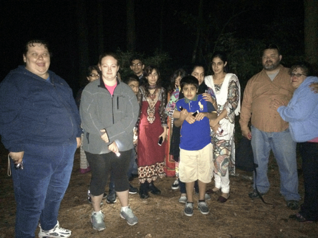 Guests on the Pocomoke Ghost Walk - at the deepest part of the forest