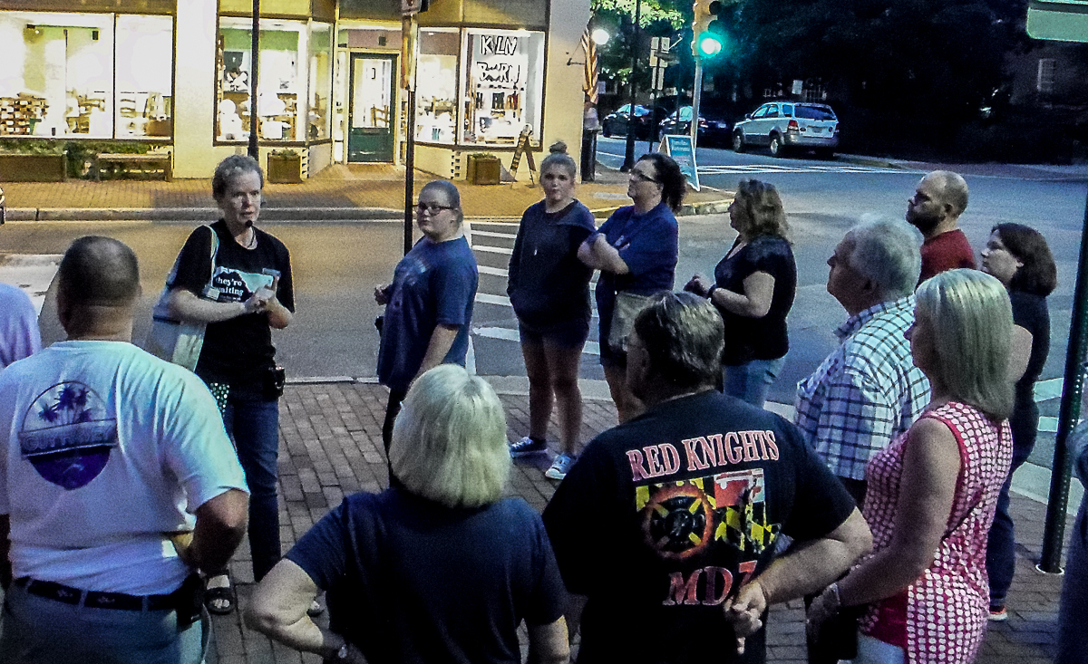 Storyteller, Missy Corley leads the Ghost Tour in Easton, Maryland